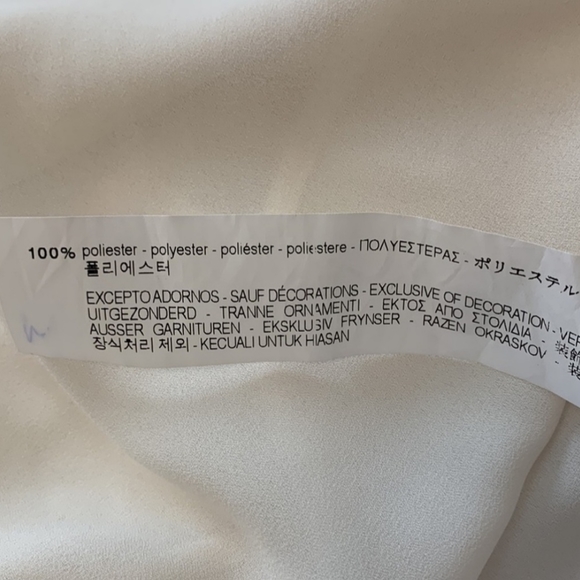 ZARA chiffon long sleeve top blouse beaded arm detail flare sleeves ivory large - Picture 8 of 13